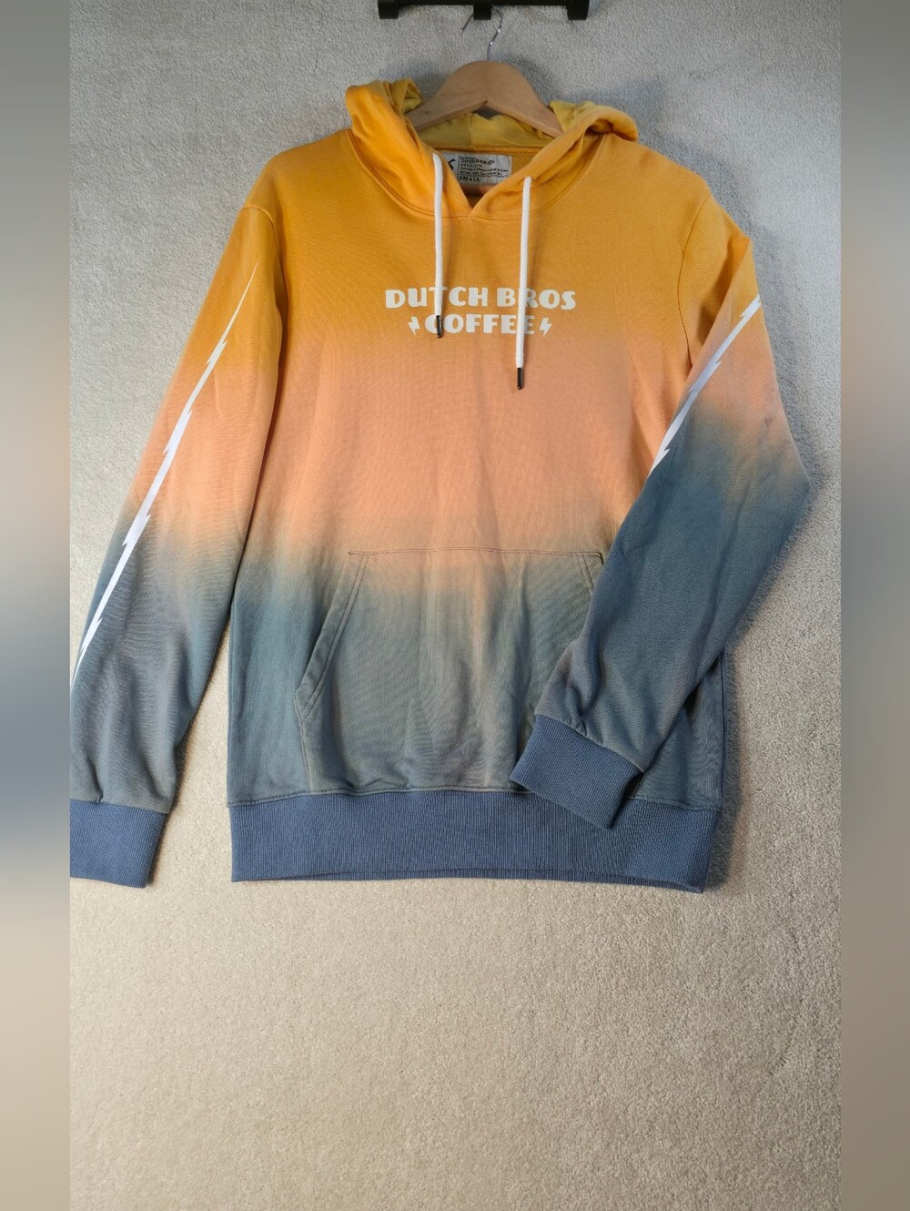 Dutch Bros Coffee Gradient Ombre Lightning Bolt Hoodie Logo Unisex S